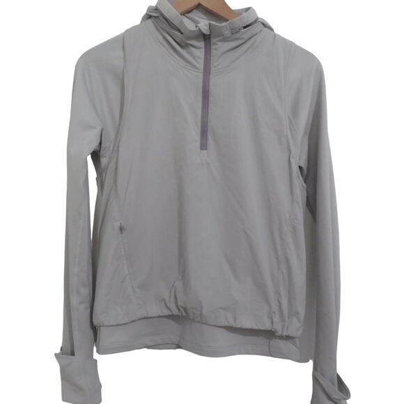 Athleta Womens Sz S Light Gray Whistler Fuse Half Zip Top Athletic Athleisure - Picture 1 of 10